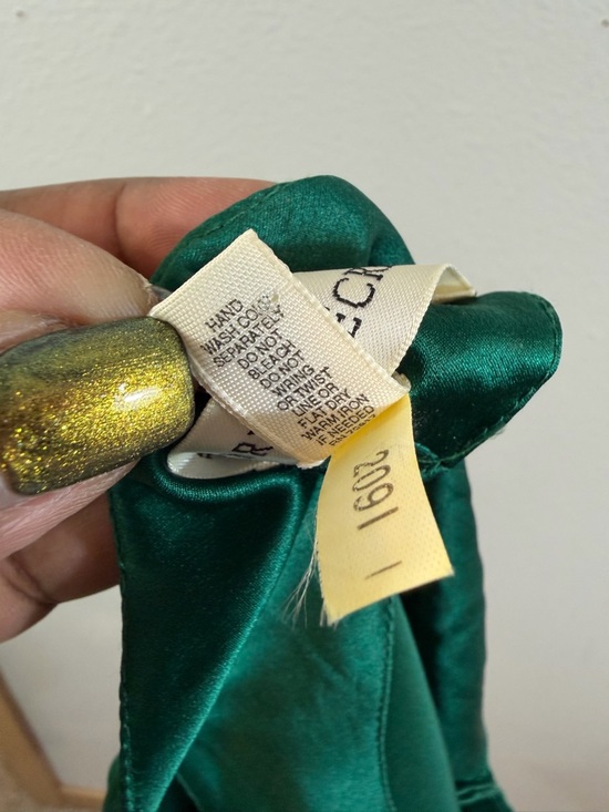90s Vintage Victoria’s Secret Silk Slip Dress XS Emerald Green Gold Embroidered - Picture 11 of 11
